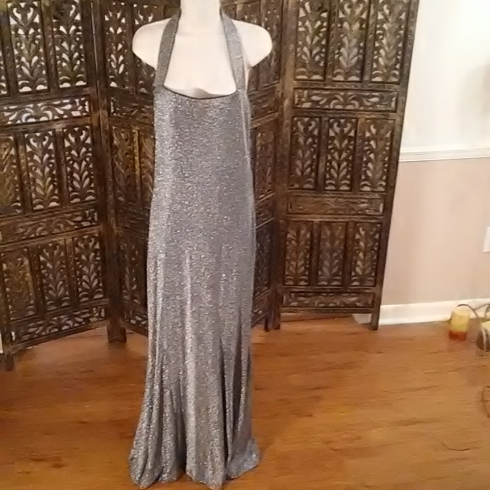 Silver and black, long dress, size 12